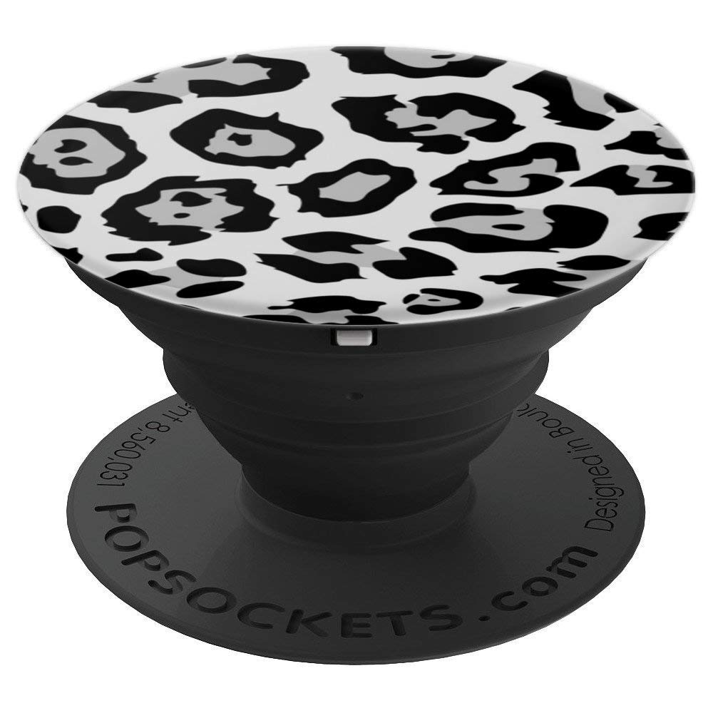 Black And White Leopard Cheetah Print Grip Popsockets Grip Stand
