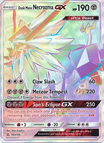 Ultra Prism Pokemon Dusk Mane Necrozma GX Hyper 163/156 Rainbow Card