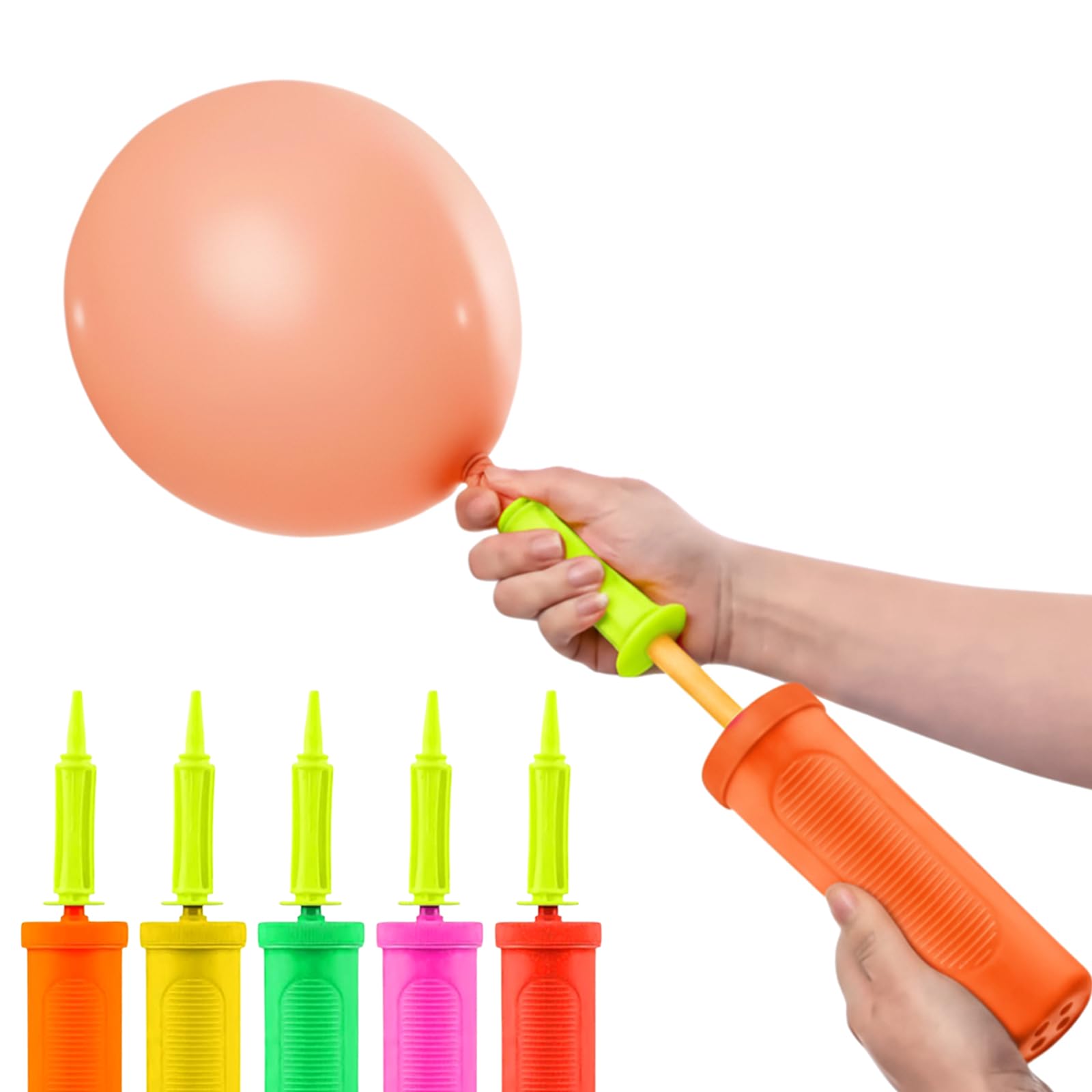 AEX Balloon Pump Hand Air Pump - Dual Action Manual Balloon Pump for Party Balloons | Yoga Balls & Modelling Balloons with Pump | Lightweight Balloon Inflator (Orange)