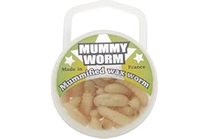 EUROTACKLE Mummy Worm - 35 Real Wax Worms - Preserved Live Bait
