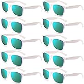 Fsmiling White Sunglasses Bulk Adult Party Sunglasses 80s Shades Pack for Men Women UV400 Protection-10Pack