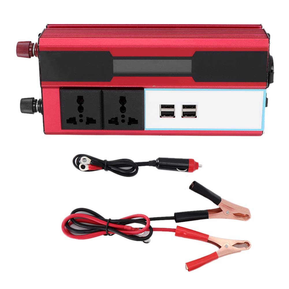 1500W 12V Power Inverter Dual 220V-240V AC Outlets Solar Power Inverter Digital Display 4 USB LED Display Pure Sine Inverter