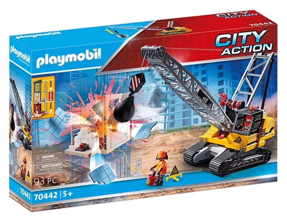 Playmobil 70442 City Action Construction Demolition Crane with Working Winch, for Children Ages 5+, Fun Imaginative Role-Play, PlaySets Suitable for Children Ages 4+