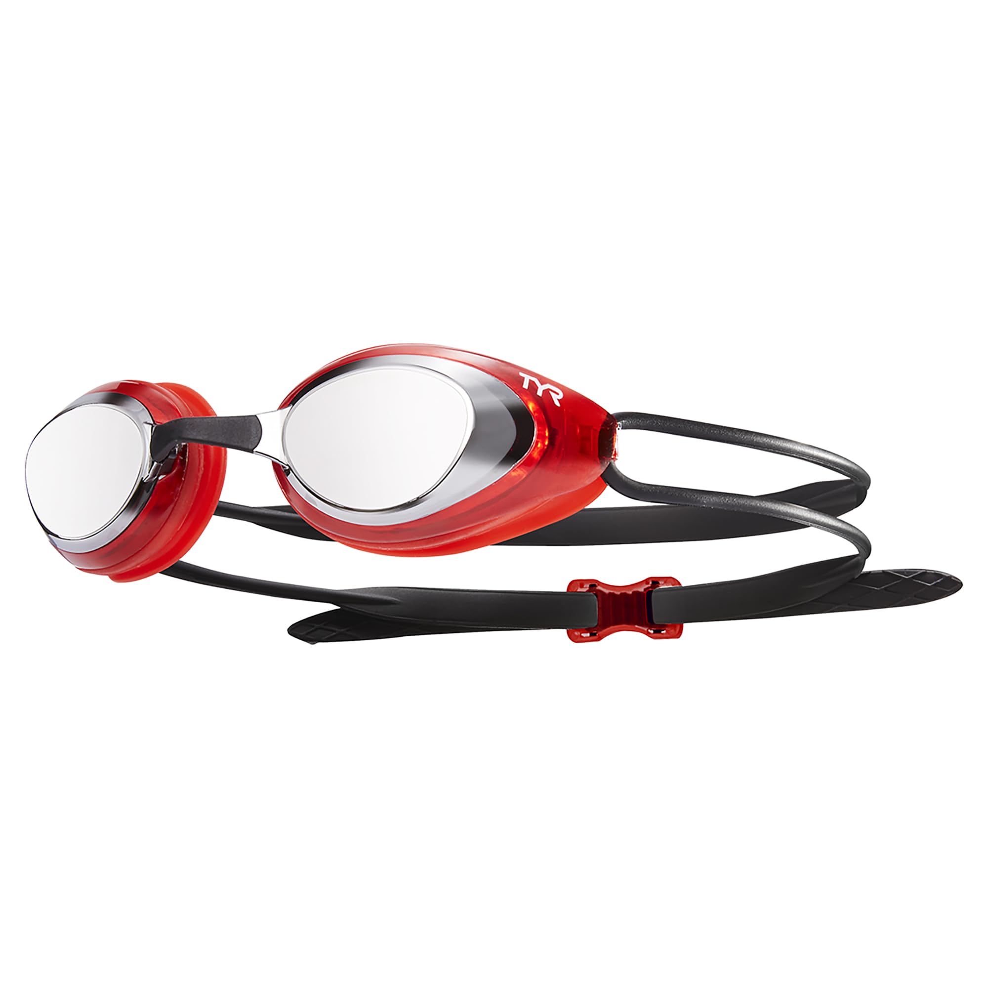 TYR Unisex Adult Blackhawk Racing Mirrored Low Profile Swimming Goggles - Silver/Red/Black, Medium