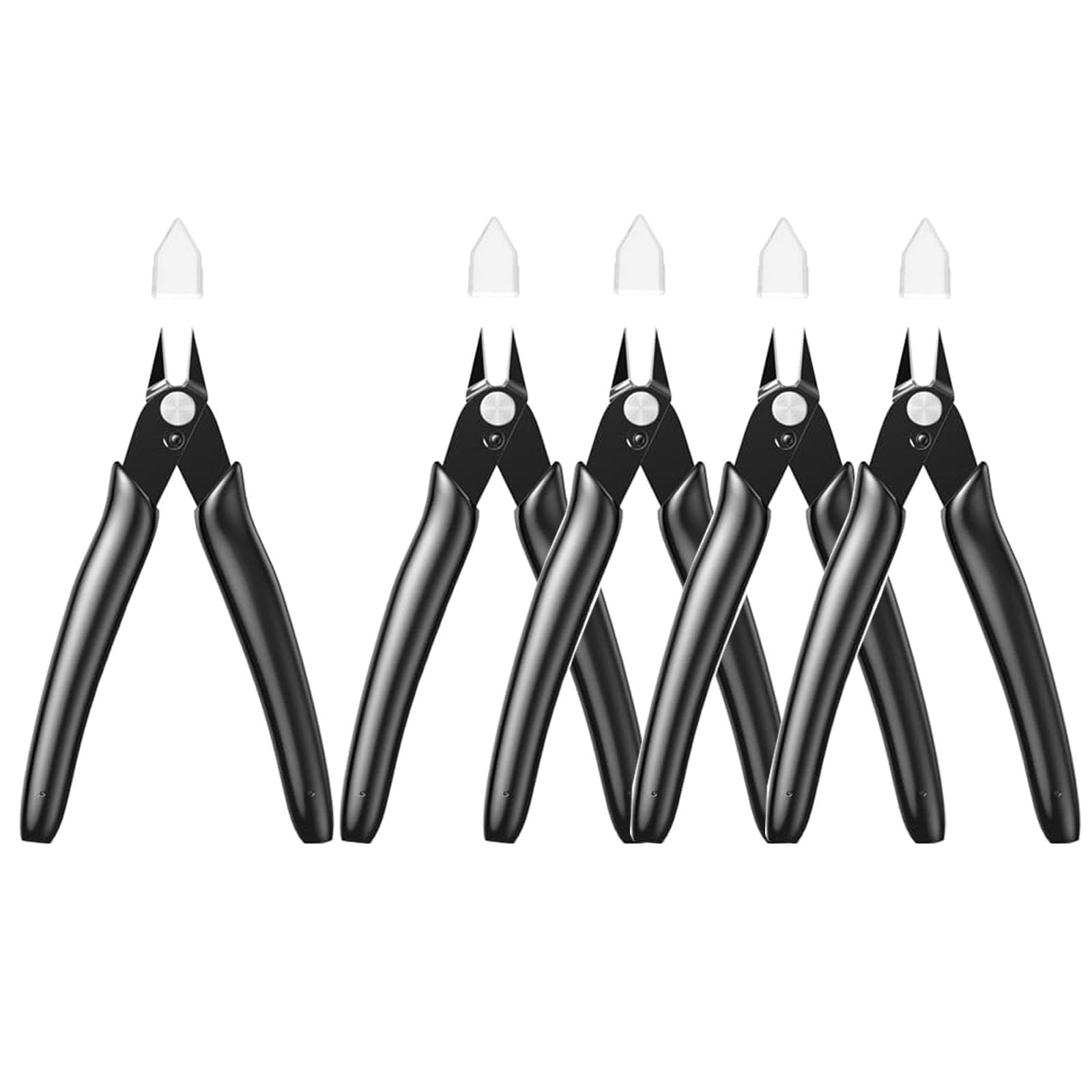 BOENFU Flush Cutter Small Wire Cutters Cable Tie Cutter 5 Pack 5 Inch Precision Wire Clippers Hobby Snips Side Cutting Pliers for Jewelry Making, Electronics, Black