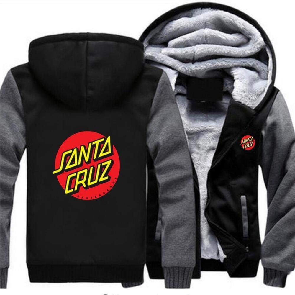 Outwear Hoodie Sweatshirt - Santa Cruz Skateboard Print Men's Warm Sweater Jacket Zip Baseball Uniform Long Sleeve Pullover Top Grey-M