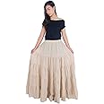 Lannaclothesdesign Women's Cotton Long Ruffle Full Circle Long Skirts Maxi Skirt