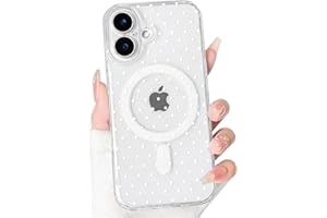 NITITOP Compatible with iPhone 16 Case Cute Clear Magnetic Compatible with MagSafe Vintage Polka Dot for Women Girls Men Boys