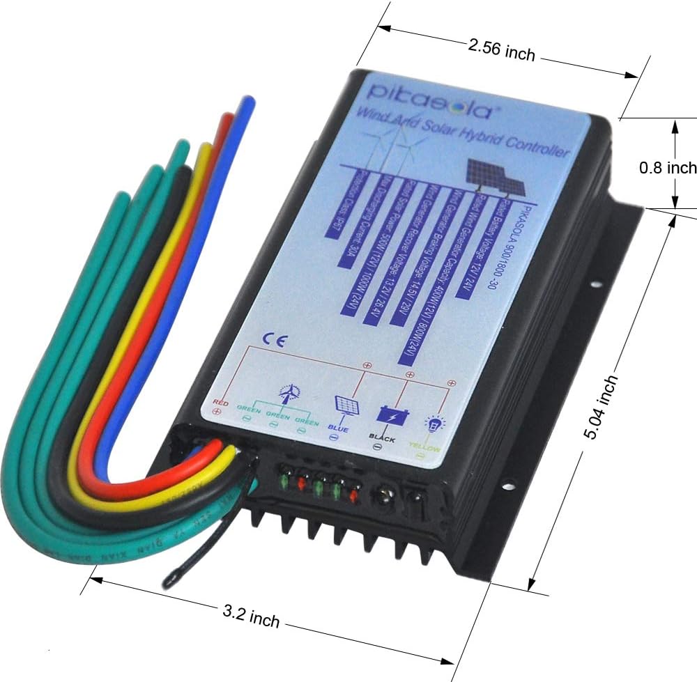Pikasola Hybrid Wind Controller and Solar Controller for 12V/24V Battery Auto, 30A Hybrid Charge Controller for Off Grid Max 800W Wind Turbine Charge and 1000W Solar Panel with MCT Charging Function. : Garden & Outdoor