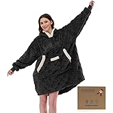 KAWAHOME Wearable Blanket Hoodie for Women Adult, Warm Cozy Soft 3D Pattern Hooded Sweatshirt, Birthday Gifts for Mom Girlfriend, Waffle - Dark Grey