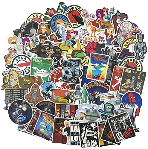 Laptop Stickers 100pcs Pack Futuramain Vinyl Water Bottle Travel Case Computer Wall Skateboard Motorcycle Phone Bicycle Luggage Guitar Bike Stickers Decal