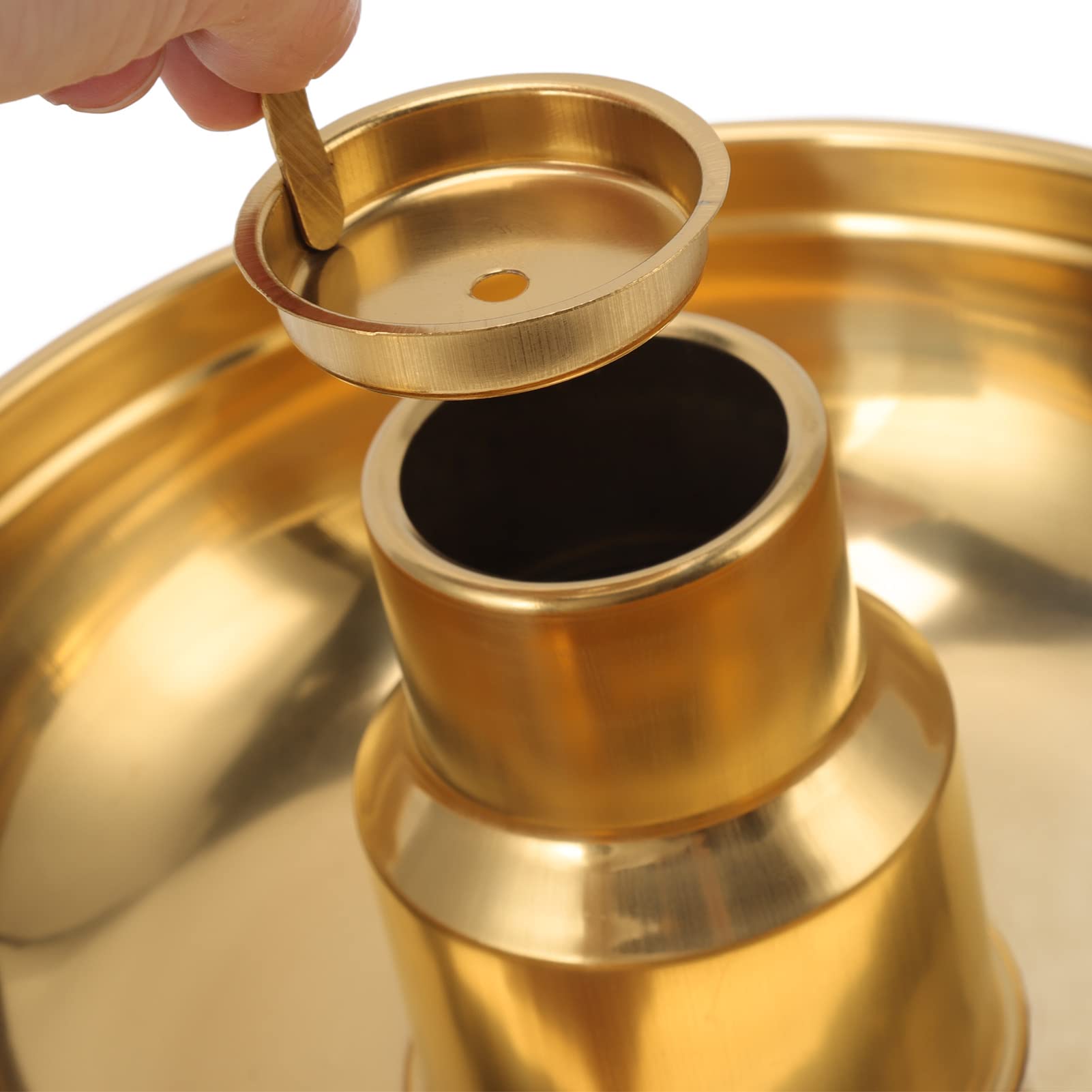 Old Beijing Chinese Copper, Stainless Steel Dry Ice Chinese Charcoal Hotpot, Round Shabu Shabu Pot, for Milk Tea Outdoor Cooker Buffets Weddings Parties (Gold)