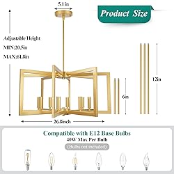Bairth 8-Light Gold Chandelier, Farmhouse Dining