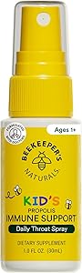 Kids Propolis Throat Spray - Natural Immune Support & Sore Throat Relief - by BEEKEEPER'S NATURALS - Has Antioxidants & Glute