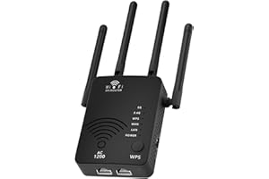 NEWNIK WIFI Extender Signal Booster, Dual-Band 1200Mbps Coverage up to 13,800 Square feet and 105+ Devices, Internet Extender WIFI Booster, WiFi Repeater for Home, 5 Modes with Ethernet Port