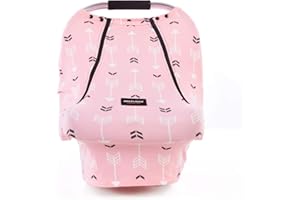 Baby Car Seat Covers-Acrabros Multifunctional Infant Carseat Canopy for Boys Girls,Stretchy Breathable Adjustable Peep Window Universal Fit Pink"Baby Arrow"