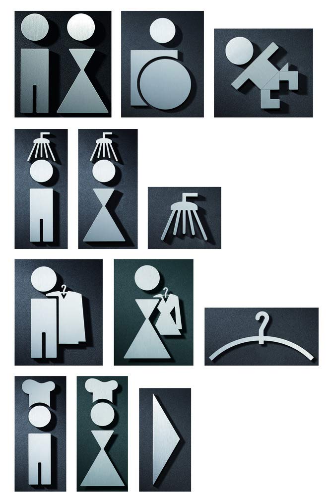 PHOS Design, P0301, Men's Toilet Door Symbol, 11 cm Height, Toilet Sign Pictogram with Design Awards, Stainless Steel, Matt, Self-Adhesive, Men's Door Sign, Silver, Sign Signpost, 100% Made in Germany