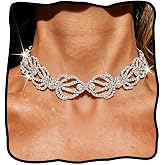 EVAZEN Rhinestone Choker Necklace Jewelry Silver Crystal Necklaces for Women