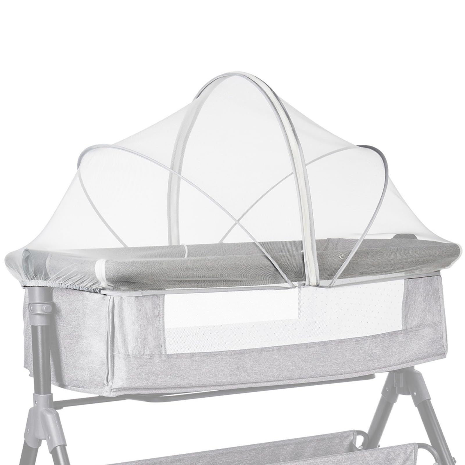 Universal Mosquito Net for Travel Cot, Baby Bedside Crib Co-Sleeper Mosquito Net Cover with Noiseless Zipper for beds, Easy Access, Fine Mesh Insect Net for Kids (White)