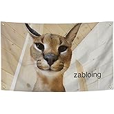 Zabloing Floppa Flag Funny Poster Durable Man Cave Wall Flag with Brass Grommets 3x5 Feet Tapestry for College Dorm Room Decor,Outdoor,Bedroom, Parties gifts, travel, filming,events,festivals..