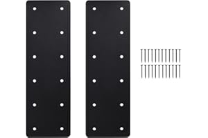 XZWMY Straight Steel Plate,15.7"x5" Heavy Duty Flat Mending Plate with Powder Coated Pergola Brackets,Truss Bracket,Post to Beam Connectors Repair Bracket,I Shape Strap for Wood 6x6 Umber……