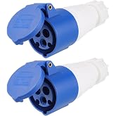 MECCANIXITY 2Pcs 16A 3 Pin CEE Industrial Socket Connector 220-240V 2P+E | IP44 Waterproof Female Connectors Activity Sockets for Aviation and Industry
