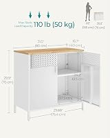 SONGMICS Storage Cabinet Metal Cabinet with Double Doors Rustic Brown Black view 7