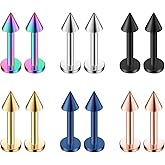 Ruifan 12-20PCS 20G Surgical Steel Labret Monroe Lip Ring Tragus Helix Earring Stud Piercing Jewelry