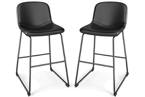 TAVR FURNITURE TAVR Dining Chairs Set of 2, Armless Counter Height Stools with Back Hold up to 500 lbs for Home, Kitchen, Dining Room, Bar, Coffee Shop, Industrial Vintage Style, Black