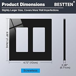 BESTTEN 10 Pack 2-Gang Black Screwless Wall