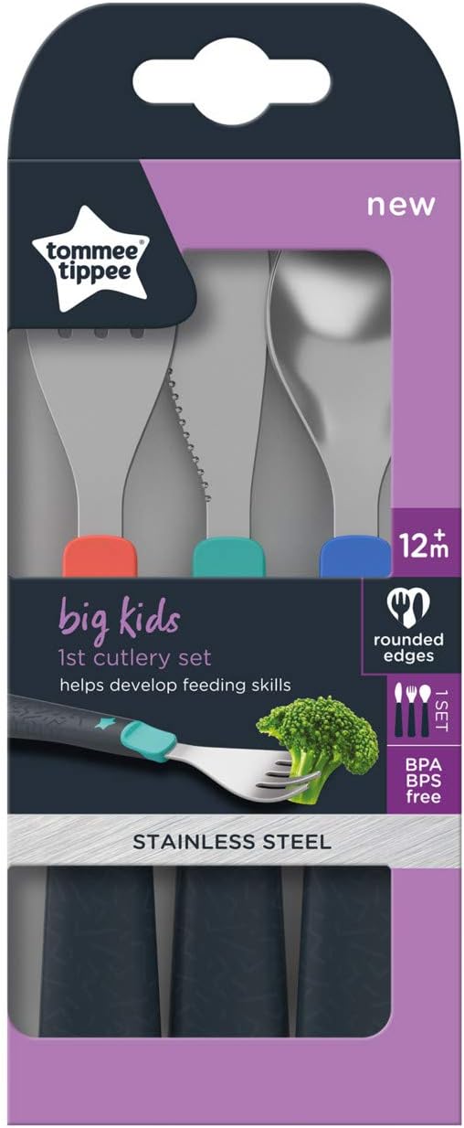 Tommee Tippee Stainless Steel First Cutlery Set, Suitable for 12m+