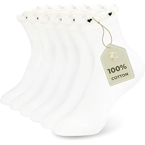 100% Cotton Women’s Ruffle Crew Socks Breathable Thin Ankle Socks 6 Pairs | Cotton Comfort | Lightweight Breathable Knit | So