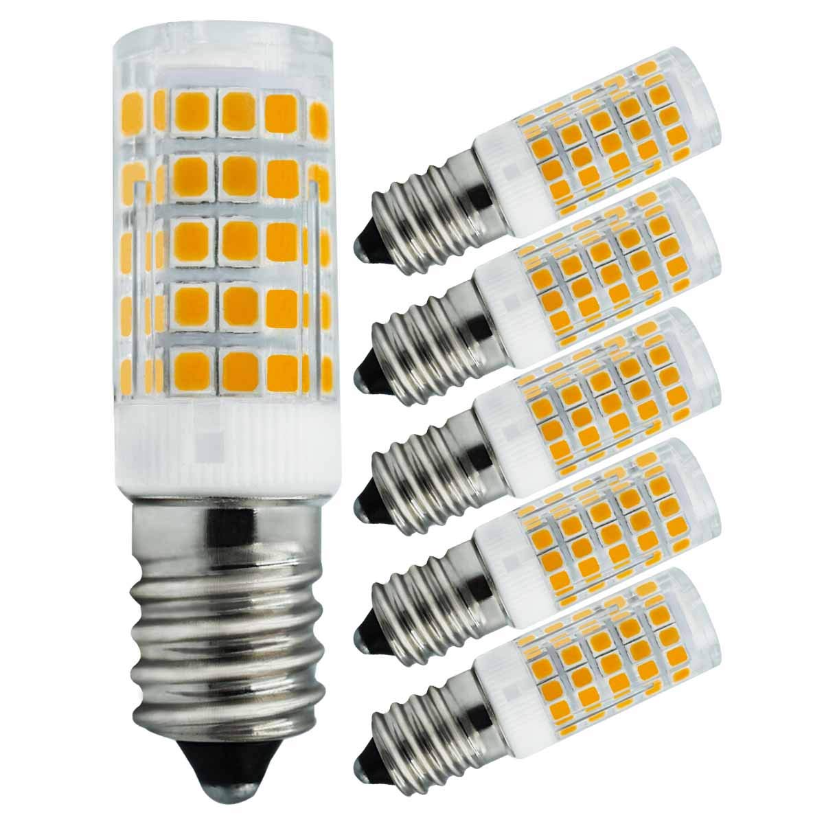 MJIUZHOU E14 Led Light Bulbs Dimmable 4W Equivalent to 40W 30W Halogen 470 Lumen 220V 230V Warm White 3000k 360° Beam Angle Energy Saving Cooker Hood E14 Base Bulb Pack of 5