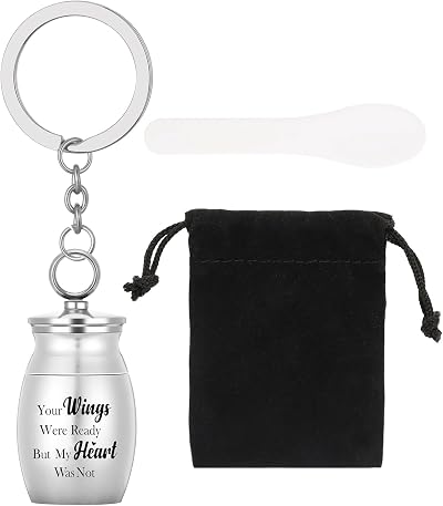 Bestomrogh Mini Cremation Urn Stainless Steel Keepsake Ash Holder Keychain