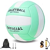 ZLY Volleyball,Official Size 5 Volleyballs for Indoor Outdoor,Soft Touch Volleyballs for Beach Play Pool Training Game with Ball Pump