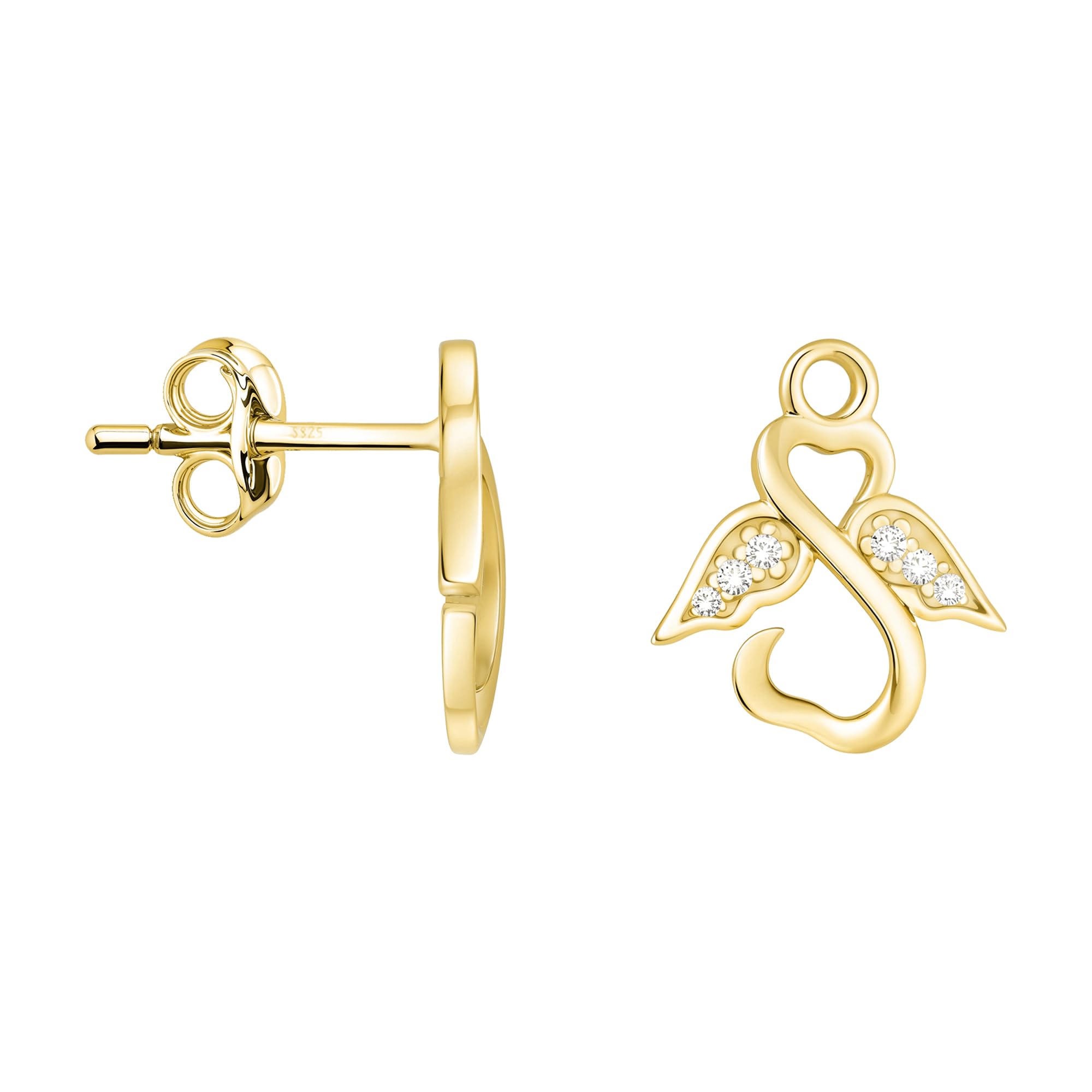 SOFIA MILANI - Women's Earrings 925 Silver - Gold Plated & with Zirconia Stone - Angel Stud Earring - 21040