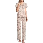 Miss Elaine Women's Floral Print SoftKnit Short Sleeve Pajama Set