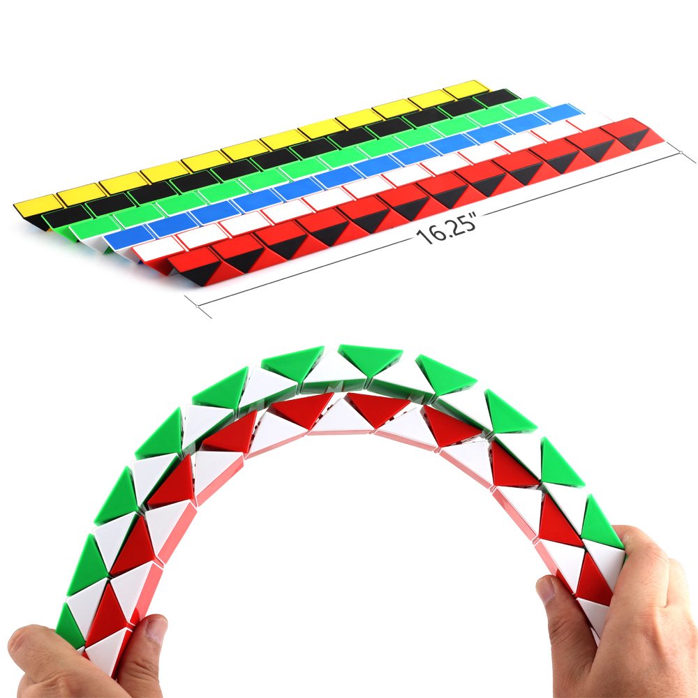 Magic Snake Cube Twist Puzzle Collection of 6 Fun Snake Toys Kids Magic Sets for Children 24 Wedges - 3Pair - Ganowo