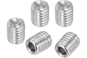 PATIKIL 50 Pcs Hex Socket Grub Screw, M8x8mm Flat Point Grub Bolt 304 Stainless Steel Head Socket Set Screws for Door Handles