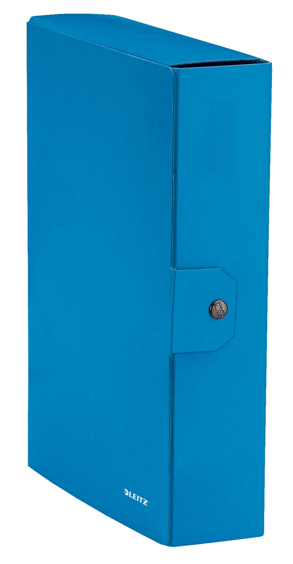 Leitz Press Stud Closure Box File,Plastic-Coated, 25 x 35 cm Dorso 8 cm Blue Metallized