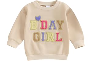 CREAIRY Toddler Baby Girl Birthday Outfit Letter Pullover Sweatshirt Long Sleeve T-Shirt Tops Spring Fall Clothes