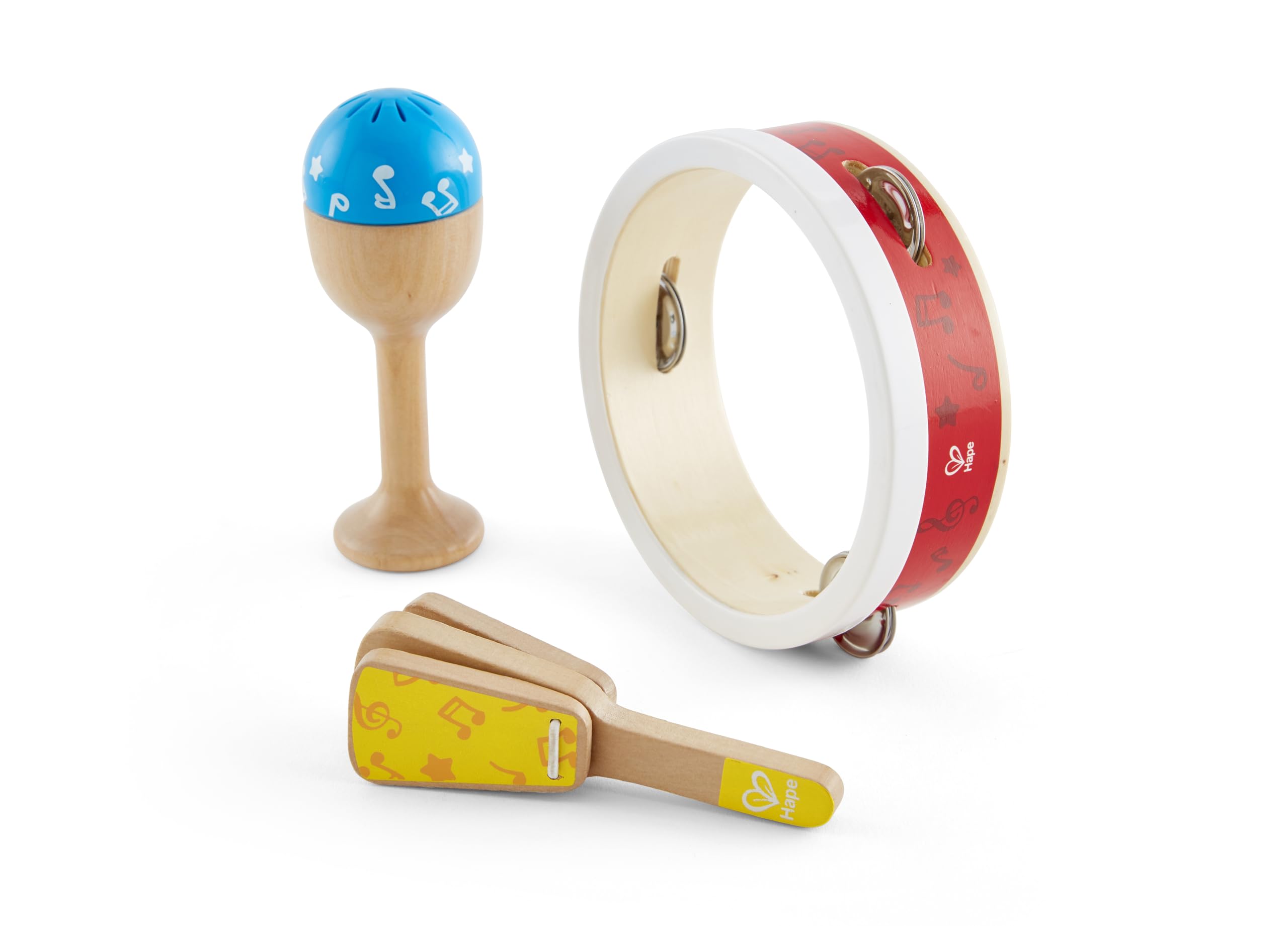 Hape Beginner’s Percussion Set – 3-Piece Musical Instrument Set for Young Musicians