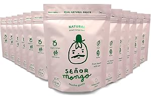 SEÑOR MANGO Senor Mango, Mucho gusto! | NATURAL | Organic dried mango Natural | Premium Mango Kent | Dry Fruit snacks no sugar added & gluten free | From Mexico | Pack of 12 pieces of 2.1 oz