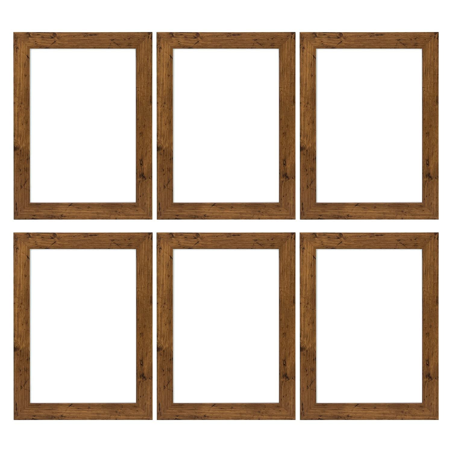Memory Box Pack of 6 Photo Frames, MDF 30 mm Rustic Picture Frames for Home Family Office Decor, Classic Wall Frame & Tabletop Display Frame Size 8" x 6" (20,3x15,2 cm) Rustic