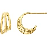 Amazon Essentials 14K Gold or Rhodium Plated Split Hoops