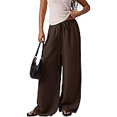 GORGLITTER Women's Wide Leg Palazzo Pants Casual Loose Lounge Linen Pants Boho Beach Trousers