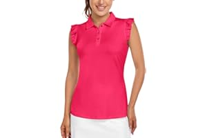 SONEVEN Womens Sleeveless Golf Shirt Ruffle Sleeve Polo Shirts Moisture Wicking Golf Apparel Tennis Shirts Golf Tank Tops