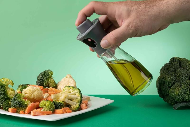 HOGAR HACC4545 - Pulverizador de Aceite para Cocina 150 ml, Spray de Aceite de Vidrio Reutilizable, Dosificación Uniforme, Pulverizador para Air Fryer, Ensaladas, Barbacoa, Sin BPA