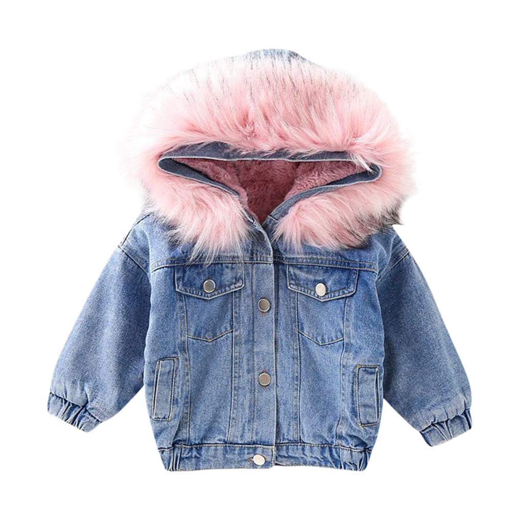 baby boy denim jacket with fur collar