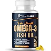 Triple Strength Omega 3 Fish Oil 3750 mg - EPA & DHA - Over 3000mg Omega-3 Fatty Acids - 1350mg EPA + 900mg DHA - Best Essential Fatty Acids, Burpless Fish Oil - 90 Count